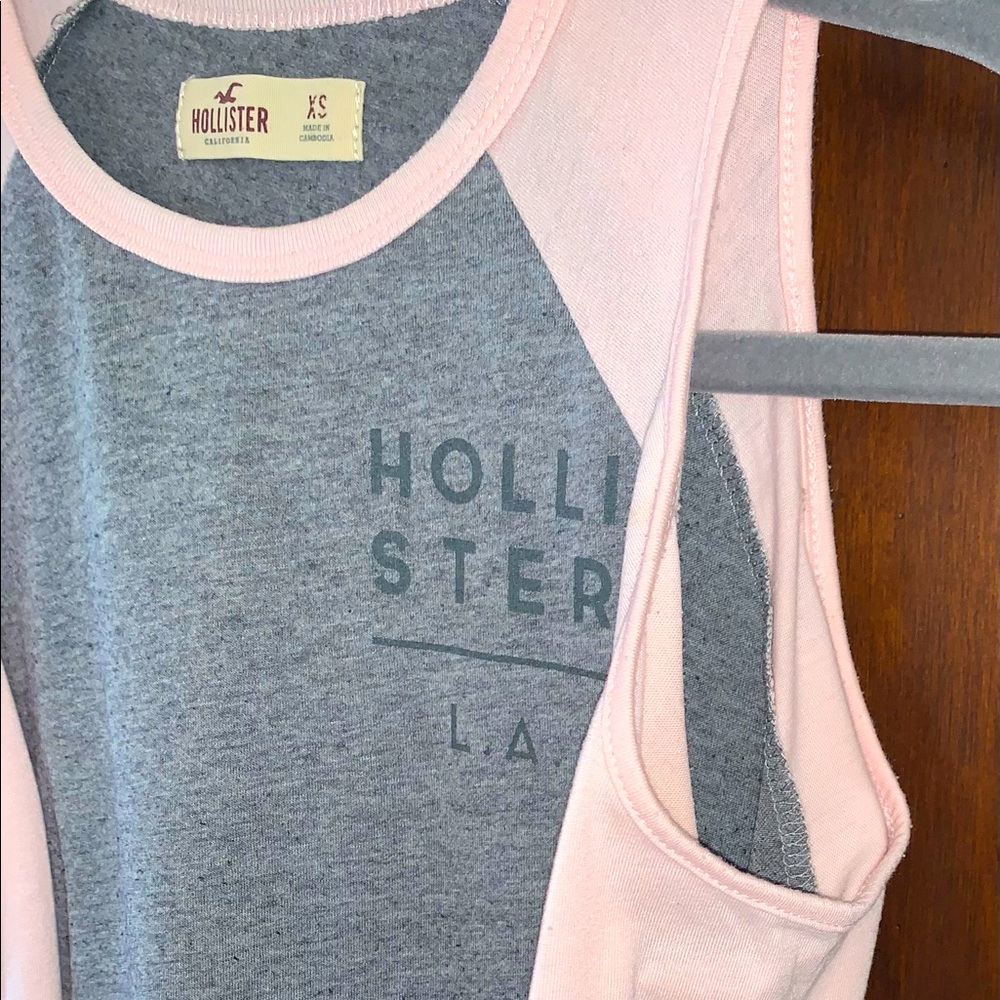 Hollister pink/Gray LS cold shoulder shirt XS